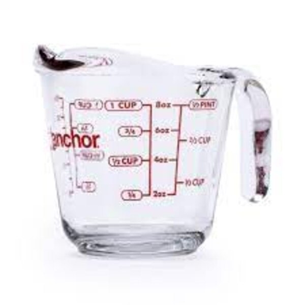 A/H GLASS MEASURING CUP, 8OZ (1 CUP) (4/CS)