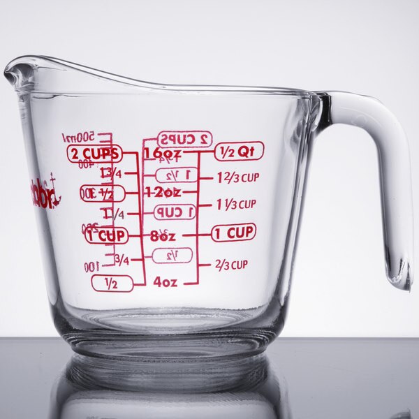 A/H GLASS MEASURING CUP, 16OZ (2 CUPS) (4/CS)