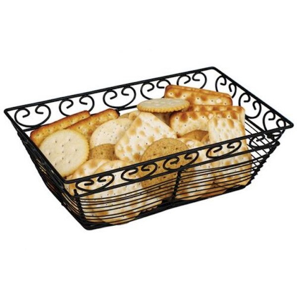 RECTANGULAR WIRE BREAD BASKET, BLACK (24/CS)
